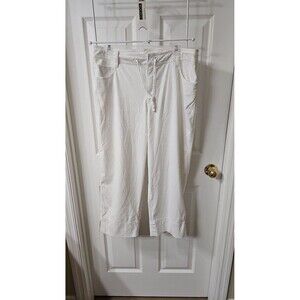 Coldwater Creek Women's White Drawstring  Cropped Capri Pants Size 14
